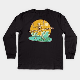 Lost But Free. Paradise At Sea Kids Long Sleeve T-Shirt